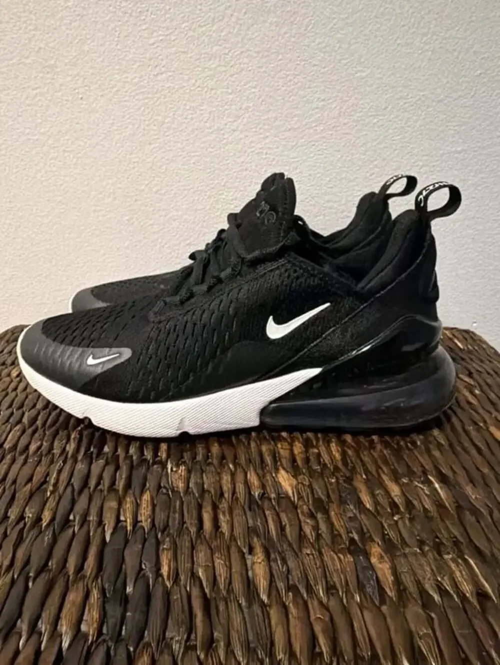 7y Nike Air Max 270 Black and White Sneakers